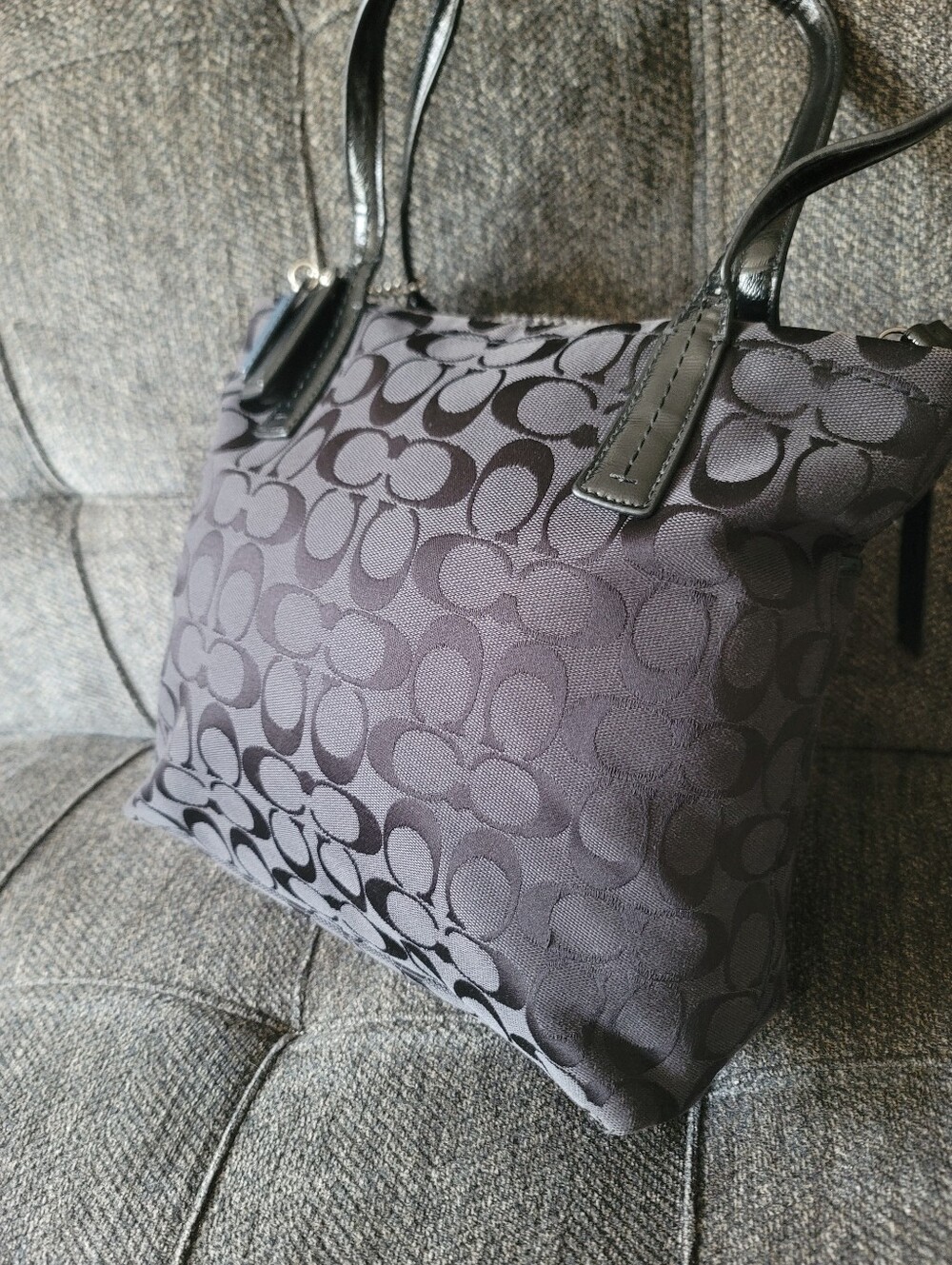 Coach Signature Python Stripe Tote - Picture 11 of 15